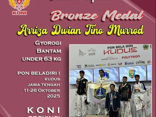 Arriza Dwian Tino Murrod meraih medali perunggu Gyorogi Bantam Under 63 Kg di PON Beladiri I Kudus 2025