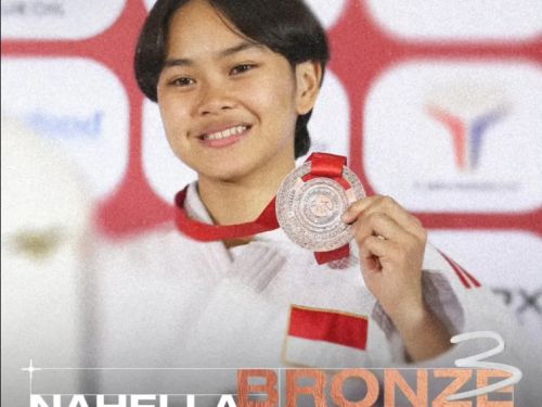 Judoka Lampung Nahella Nadzwa Zahra Sabilla meraih medali perunggu di ACJJC 2025 kelas -44 Kg.