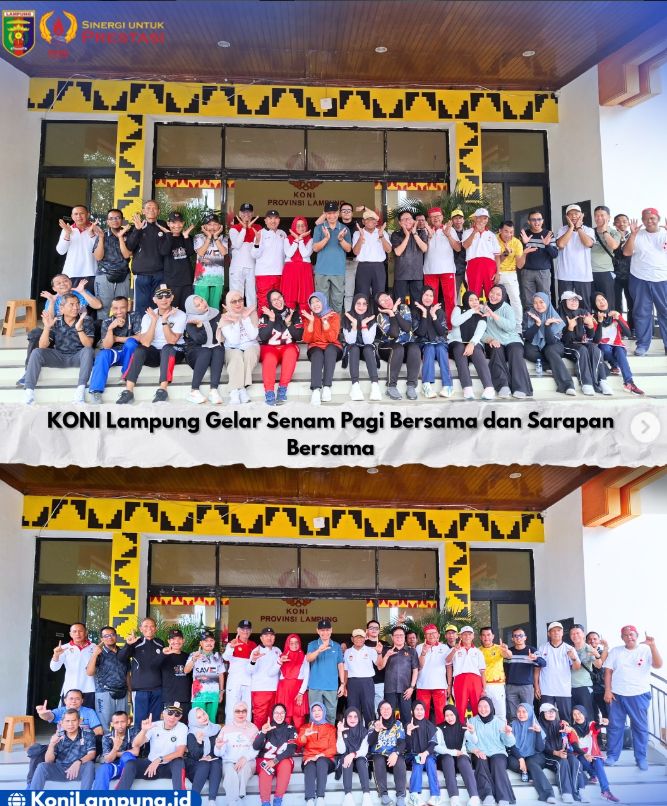 KONI Lampung Gelar Senam Pagi Bersama, Pererat Kebersamaan Pengurus dan Karyawan