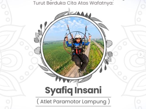 KONI Lampung Sampaikan Duka Cita atas Wafatnya Atlet Paramotor Syafiq Insani